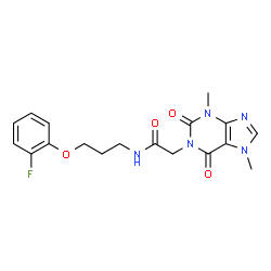ChemSpider 2D Image | 2-(3,7-Dimethyl-2,6-dioxo-2,3,6,7-tetrahydro-1H-purin-1-yl)-N-[3-(2-fluorophenoxy)propyl]acetamide | C18H20FN5O4