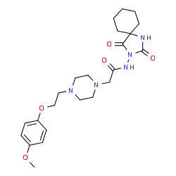 ChemSpider 2D Image | N-(2,4-Dioxo-1,3-diazaspiro[4.5]dec-3-yl)-2-{4-[2-(4-methoxyphenoxy)ethyl]-1-piperazinyl}acetamide | C23H33N5O5