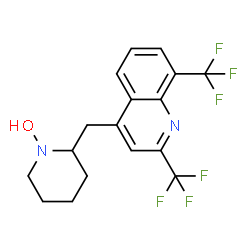 ChemSpider 2D Image | 2-{[2,8-Bis(trifluoromethyl)-4-quinolinyl]methyl}-1-piperidinol | C17H16F6N2O