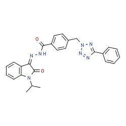ChemSpider 2D Image | N'-[(3Z)-1-Isopropyl-2-oxo-1,2-dihydro-3H-indol-3-ylidene]-4-[(5-phenyl-2H-tetrazol-2-yl)methyl]benzohydrazide | C26H23N7O2