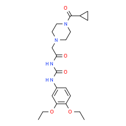 ChemSpider 2D Image | 2-[4-(Cyclopropylcarbonyl)-1-piperazinyl]-N-[(3,4-diethoxyphenyl)carbamoyl]acetamide | C21H30N4O5