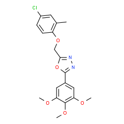 ChemSpider 2D Image | 2-[(4-Chloro-2-methylphenoxy)methyl]-5-(3,4,5-trimethoxyphenyl)-1,3,4-oxadiazole | C19H19ClN2O5