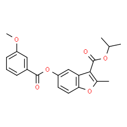 ChemSpider 2D Image | Isopropyl 5-[(3-methoxybenzoyl)oxy]-2-methyl-1-benzofuran-3-carboxylate | C21H20O6