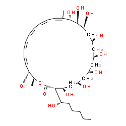 ChemSpider 2D Image | (3S,4R,6R,8R,10S,12S,14S,15S,16S,17Z,19Z,21Z,23Z,25Z,27R,28S)-4,6,8,10,12,14,15,16,27-Nonahydroxy-3-[(1S)-1-hydroxyhexyl]-17,28-dimethyloxacyclooctacosa-17,19,21,23,25-pentaen-2-one | C35H58O12