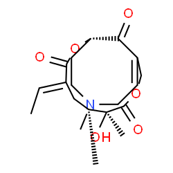 ChemSpider 2D Image | (1S,4E,6R,7S,11Z)-4-Ethylidene-7-hydroxy-6,7,14-trimethyl-2,9-dioxa-14-azabicyclo[9.5.1]heptadec-11-ene-3,8,17-trione | C19H27NO6