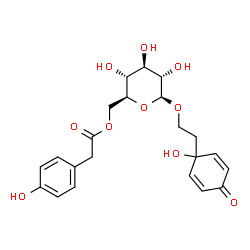 ChemSpider 2D Image | 2-(1-Hydroxy-4-oxo-2,5-cyclohexadien-1-yl)ethyl 6-O-[(4-hydroxyphenyl)acetyl]-beta-L-glucopyranoside | C22H26O10