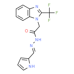 ChemSpider 2D Image | N'-[(E)-1H-Pyrrol-2-ylmethylene]-2-[2-(trifluoromethyl)-1H-benzimidazol-1-yl]acetohydrazide | C15H12F3N5O