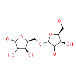 ChemSpider 2D Image | (2xi)-5-O-[(2xi)-alpha-L-threo-Pentofuranosyl]-alpha-L-threo-pentofuranose | C10H18O9