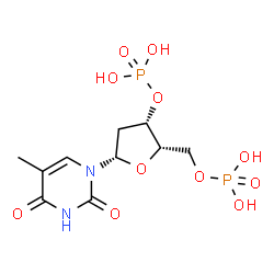 ChemSpider 2D Image | 1-(2-Deoxy-3,5-di-O-phosphono-beta-L-threo-pentofuranosyl)-5-methyl-2,4(1H,3H)-pyrimidinedione | C10H16N2O11P2