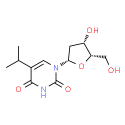 ChemSpider 2D Image | 1-(2-Deoxy-beta-L-threo-pentofuranosyl)-5-isopropyl-2,4(1H,3H)-pyrimidinedione | C12H18N2O5