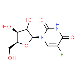 ChemSpider 2D Image | 5-Fluoro-1-[(2xi)-beta-L-threo-pentofuranosyl]-2,4(1H,3H)-pyrimidinedione | C9H11FN2O6