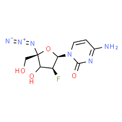 ChemSpider 2D Image | 4-Amino-1-[(2R,3S,5R)-5-azido-3-fluoro-4-hydroxy-5-(hydroxymethyl)tetrahydro-2-furanyl]-2(1H)-pyrimidinone (non-preferred name) | C9H11FN6O4