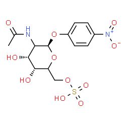 ChemSpider 2D Image | 4-Nitrophenyl 2-acetamido-2-deoxy-6-O-sulfo-beta-L-erythro-hexopyranoside | C14H18N2O11S
