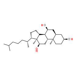 ChemSpider 2D Image | (3beta,5alpha,7beta,8alpha,9beta,10alpha,12beta,13alpha,14beta,17alpha)-Cholestane-3,7,12-triol | C27H48O3