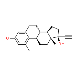 ChemSpider 2D Image | (8alpha,9beta,13alpha,14beta)-1-Methyl-19-norpregna-1(10),2,4-trien-20-yne-3,17-diol | C21H26O2