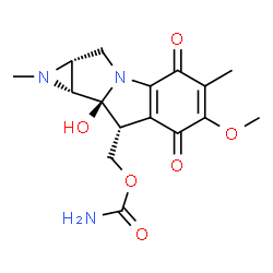 ChemSpider 2D Image | [(1aR,8R,8aS,8bR)-8a-Hydroxy-6-methoxy-1,5-dimethyl-4,7-dioxo-1,1a,2,4,7,8,8a,8b-octahydroazireno[2',3':3,4]pyrrolo[1,2-a]indol-8-yl]methyl carbamate | C16H19N3O6