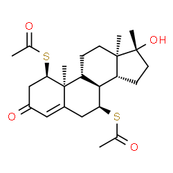 ChemSpider 2D Image | S,S'-[(1beta,7beta,8alpha,9beta,10alpha,13alpha,14beta,17alpha)-17-Hydroxy-17-methyl-3-oxoandrost-4-ene-1,7-diyl] diethanethioate | C24H34O4S2