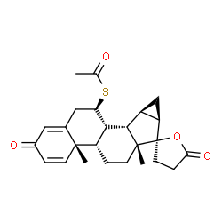 ChemSpider 2D Image | S-[(4aS,4bS,6aR,7R,7aR,8aR,8bS,9R)-4a,6a-Dimethyl-2,5'-dioxo-2,4',4b,5,5',6,6a,7a,8,8a,8b,8c,9,10-tetradecahydro-3'H,4aH-spiro[cyclopropa[4,5]cyclopenta[1,2-a]phenanthrene-7,2'-furan]-9-yl] ethanethio
ate | C25H30O4S