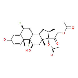 ChemSpider 2D Image | (6alpha,8alpha,10alpha,11alpha,13alpha,16alpha,17alpha)-6,9-Difluoro-11-hydroxy-16-methyl-3,20-dioxopregna-1,4-diene-17,21-diyl diacetate | C26H32F2O7