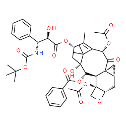 ChemSpider 2D Image | (1beta,2alpha,5alpha,7alpha,8alpha,10alpha,13alpha)-4,10-Diacetoxy-1-hydroxy-13-{[(2R,3R)-2-hydroxy-3-({[(2-methyl-2-propanyl)oxy]carbonyl}amino)-3-phenylpropanoyl]oxy}-9-oxo-5,20-epoxy-7,19-cyclotax-
11-en-2-yl benzoate | C45H53NO14