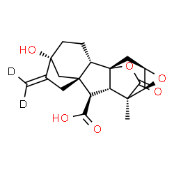 ChemSpider 2D Image | (1S,2S,5R,8R,9R,10S,11R,12S,14R)-5-Hydroxy-11-methyl-6-(~2~H_2_)methylene-17-oxo-13,16-dioxahexacyclo[9.4.2.1~5,8~.0~1,10~.0~2,8~.0~12,14~]octadecane-9-carboxylic acid | C19H20D2O6
