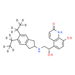 ChemSpider 2D Image | 5-[(1S)-2-({5,6-Bis[(~2~H_5_)ethyl]-2,3-dihydro-1H-inden-2-yl}amino)-1-hydroxyethyl]-8-hydroxy-2(1H)-quinolinone | C24H18D10N2O3