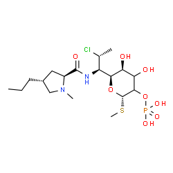 ChemSpider 2D Image | Methyl (5S)-5-[(1R,2R)-2-chloro-1-{[(4R)-1-methyl-4-propyl-L-prolyl]amino}propyl]-2-O-phosphono-1-thio-beta-D-glycero-pentopyranoside | C18H34ClN2O8PS