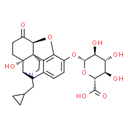ChemSpider 2D Image | (5beta,9alpha,13alpha,14alpha)-17-(Cyclopropylmethyl)-14-hydroxy-6-oxo-4,5-epoxymorphinan-3-yl beta-L-glucopyranosiduronic acid | C26H31NO10