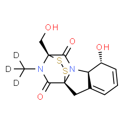 ChemSpider 2D Image | (1S,7R,8R,11S)-7-Hydroxy-11-(hydroxymethyl)-15-(~2~H_3_)methyl-12,13-dithia-9,15-diazatetracyclo[9.2.2.0~1,9~.0~3,8~]pentadeca-3,5-diene-10,14-dione | C13H11D3N2O4S2