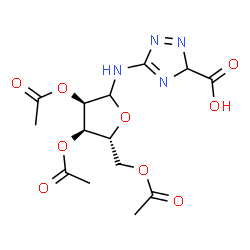 ChemSpider 2D Image | 2,3,5-Tri-O-acetyl-N-(3-carboxy-3H-1,2,4-triazol-5-yl)-D-ribofuranosylamine | C14H18N4O9