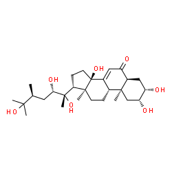 ChemSpider 2D Image | (2alpha,3alpha,5alpha,9beta,10alpha,13alpha,14beta,17alpha,20S,22S)-2,3,14,20,22,25-Hexahydroxyergost-7-en-6-one | C28H46O7