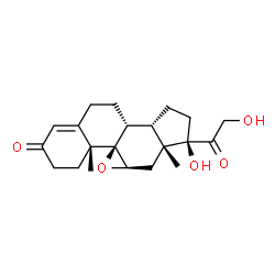 ChemSpider 2D Image | (8alpha,10alpha,11alpha,13alpha)-17,21-Dihydroxy-9,11-epoxypregn-4-ene-3,20-dione | C21H28O5