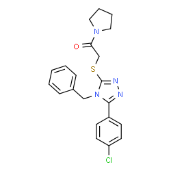 ChemSpider 2D Image | 2-{[4-Benzyl-5-(4-chlorophenyl)-4H-1,2,4-triazol-3-yl]sulfanyl}-1-(1-pyrrolidinyl)ethanone | C21H21ClN4OS