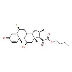 ChemSpider 2D Image | Butyl (6alpha,10alpha,11alpha,13alpha,16alpha,17alpha)-6-fluoro-11-hydroxy-16-methyl-3,20-dioxopregna-1,4-dien-21-oate | C26H35FO5