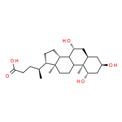 ChemSpider 2D Image | (1alpha,3beta,5alpha,7alpha,8xi,9xi,10alpha,13alpha,14beta,17alpha,20S)-1,3,7-Trihydroxycholan-24-oic acid | C24H40O5