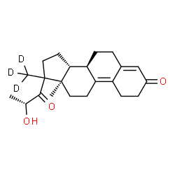 ChemSpider 2D Image | (8R,13R,14R)-17-[(2R)-2-Hydroxypropanoyl]-13-methyl-17-(~2~H_3_)methyl-1,2,6,7,8,11,12,13,14,15,16,17-dodecahydro-3H-cyclopenta[a]phenanthren-3-one (non-preferred name) | C22H27D3O3