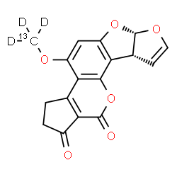 ChemSpider 2D Image | (6aS,9aR)-4-[(~13~C,~2~H_3_)Methyloxy]-2,3,6a,9a-tetrahydrocyclopenta[c]furo[3',2':4,5]furo[2,3-h]chromene-1,11-dione | C1613CH9D3O6