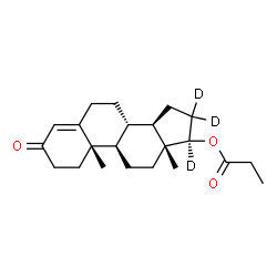 ChemSpider 2D Image | (8alpha,9beta,10alpha,13alpha,14beta,17alpha)-3-Oxo(16,16,17-~2~H_3_)androst-4-en-17-yl propionate | C22H29D3O3