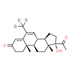 ChemSpider 2D Image | (8alpha,9beta,10alpha,13alpha,14beta,17alpha)-17-Hydroxy-6-(~2~H_3_)methylpregna-4,6-diene-3,20-dione | C22H27D3O3