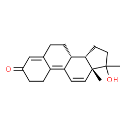 ChemSpider 2D Image | (8alpha,13alpha)-17-Hydroxy-17-methylestra-4,9,11-trien-3-one | C19H24O2