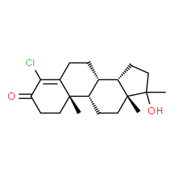 ChemSpider 2D Image | (8alpha,10alpha,13alpha)-4-Chloro-17-hydroxy-17-methylandrost-4-en-3-one | C20H29ClO2