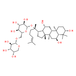 ChemSpider 2D Image | (3beta,6alpha,12beta,13xi)-3,6,12-Trihydroxydammar-24-en-20-yl 6-O-alpha-L-arabinopyranosyl-beta-D-glucopyranoside | C41H70O13