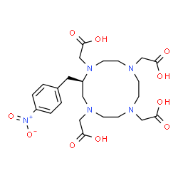 ChemSpider 2D Image | 2,2',2'',2'''-[(2R)-2-(4-Nitrobenzyl)-1,4,7,10-tetraazacyclododecane-1,4,7,10-tetrayl]tetraacetic acid | C23H33N5O10