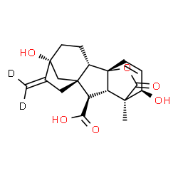 ChemSpider 2D Image | (1S,2S,5R,8R,9R,10S,11R,12R)-5,12-Dihydroxy-11-methyl-6-(~2~H_2_)methylene-16-oxo-15-oxapentacyclo[9.3.2.1~5,8~.0~1,10~.0~2,8~]heptadec-13-ene-9-carboxylic acid | C19H20D2O6