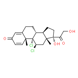 ChemSpider 2D Image | (8alpha,9beta,10alpha,11alpha,13alpha,14beta,17alpha)-9,11-Dichloro-17,21-dihydroxypregna-1,4-diene-3,20-dione | C21H26Cl2O4