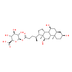 ChemSpider 2D Image | 1-O-[(3beta,5alpha,7beta,8xi,9beta,10alpha,12beta,13alpha,14beta,17alpha,20S)-3,7,12-Trihydroxy-24-oxocholan-24-yl]-beta-L-glucopyranuronic acid | C30H48O11