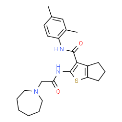 ChemSpider 2D Image | 2-[(1-Azepanylacetyl)amino]-N-(2,4-dimethylphenyl)-5,6-dihydro-4H-cyclopenta[b]thiophene-3-carboxamide | C24H31N3O2S
