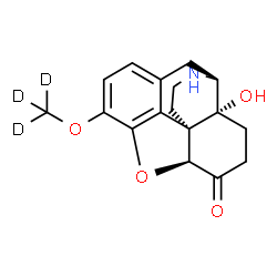 ChemSpider 2D Image | (5beta,9alpha,13alpha,14alpha)-14-Hydroxy-3-[(~2~H_3_)methyloxy]-4,5-epoxymorphinan-6-one | C17H16D3NO4