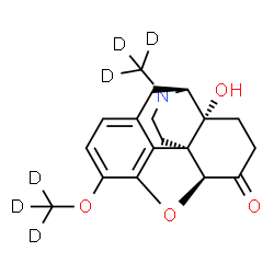 ChemSpider 2D Image | (5beta,9alpha,13alpha,14alpha)-14-Hydroxy-17-(~2~H_3_)methyl-3-[(~2~H_3_)methyloxy]-4,5-epoxymorphinan-6-one | C18H15D6NO4