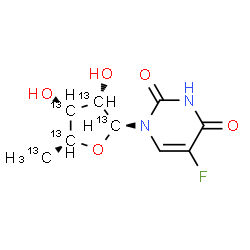 ChemSpider 2D Image | 1-[5-(~13~C_5_)Deoxy-beta-L-xylofuranosyl]-5-fluoro-2,4(1H,3H)-pyrimidinedione | C413C5H11FN2O5